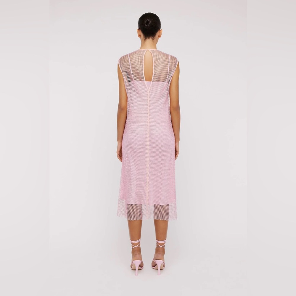 NWT Scanlan Theodore DIAMANTE MESH DRESS PALE PINK - Picture 6 of 13
